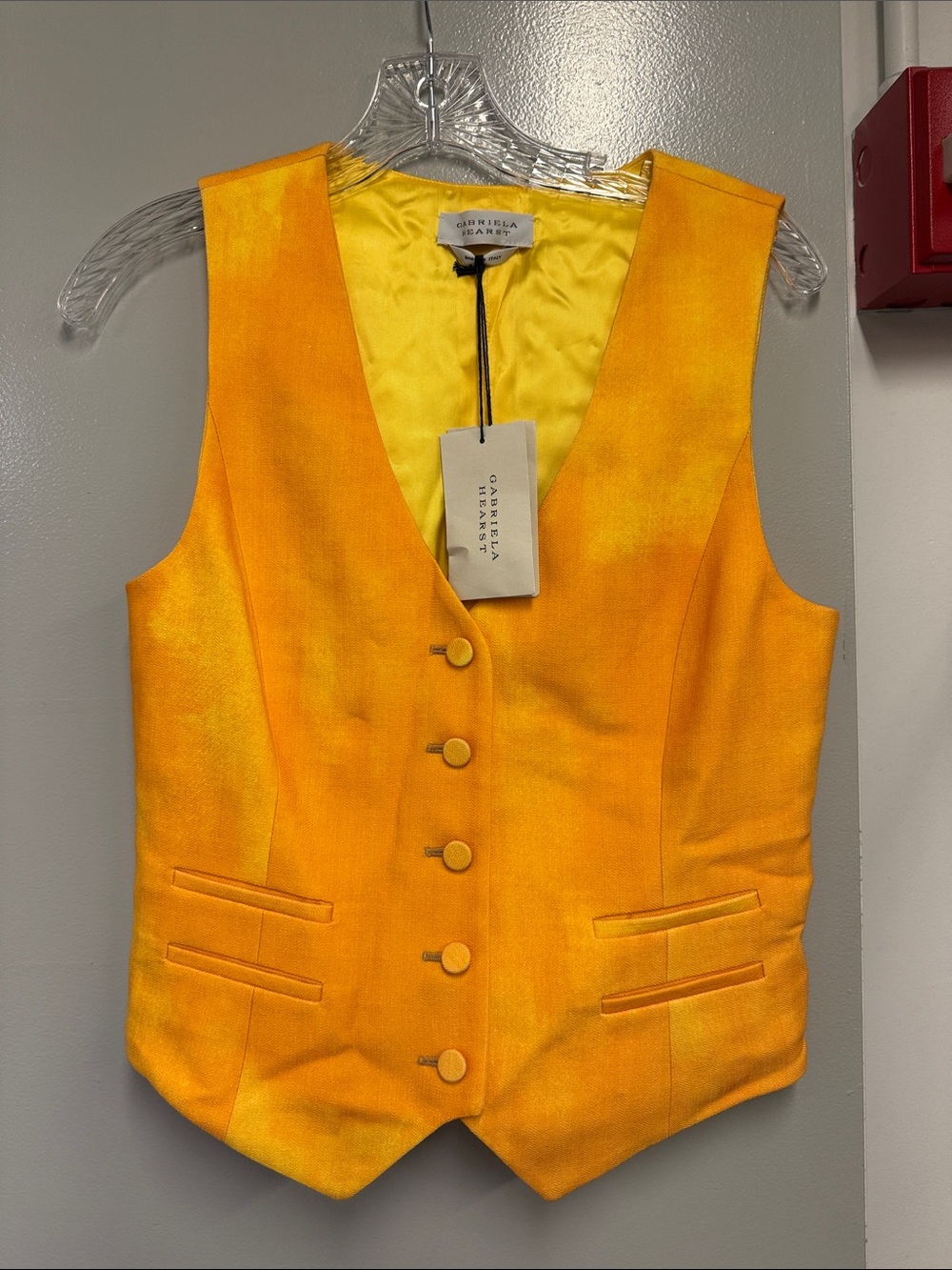 Gabriela Hearst Vibrant Yellow Satin-Lined Vest